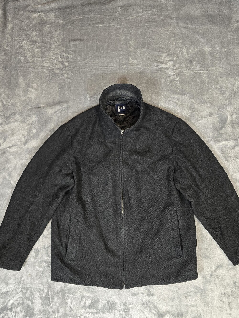 GAP Wool Blend Jacket Size Large Black Mock Collar